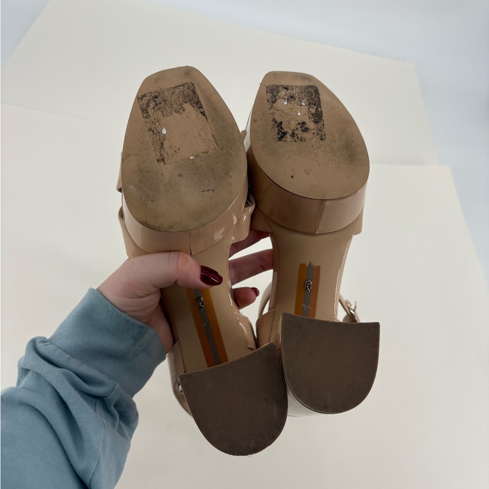 Sam Edelman Nolita Beige Blush Patent Leather Heeled Sandals - Picture 6 of 9